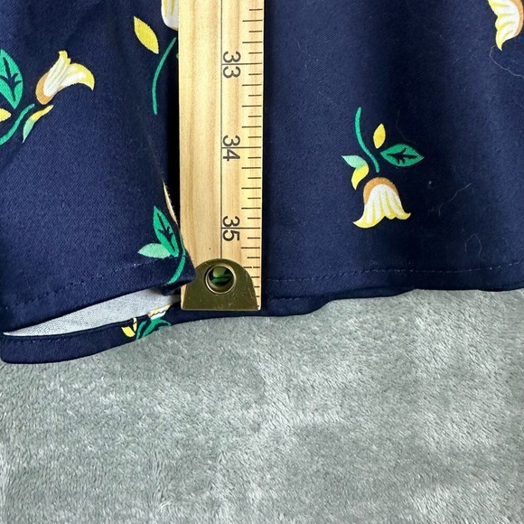 Draper James Navy Lemon Floral Ruffle Hem Fit Flare Dress Size 8 - Picture 8 of 9